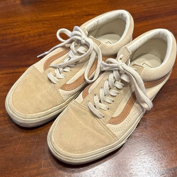 Vans Old Skool Canvas Suede Lace Up Sneakers Shoes Women’s US 7.5 Men’s 6 Tan - Picture 1 of 7
